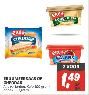 Dekamarkt ERU SMEERKAAS OF CHEDDAR aanbieding
