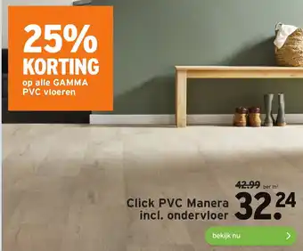 GAMMA CLick PVC manera incl. ondervloer aanbieding