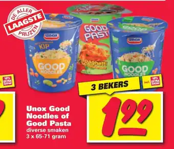 Nettorama Unox Good Noodles of Good Pasta 3 x 65-71g aanbieding