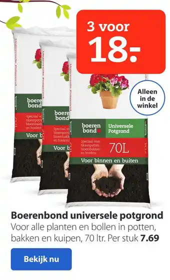 Pets Place Boerenbond universele potgrond Voor alle planten en bollen in potten, aanbieding