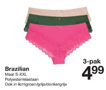 Zeeman Dames Brazilian S-XXL 3-pak aanbieding