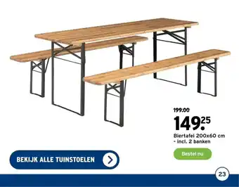 GAMMA Biertafel 200 x 60 cm - incl. 2 banken aanbieding