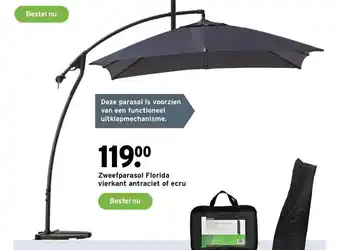 GAMMA Zweefparasol Florida vierkant antraciet of ecru aanbieding