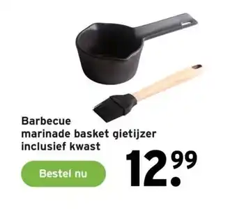 GAMMA Barbecue marinade basket gietijzer inclusief kwast aanbieding