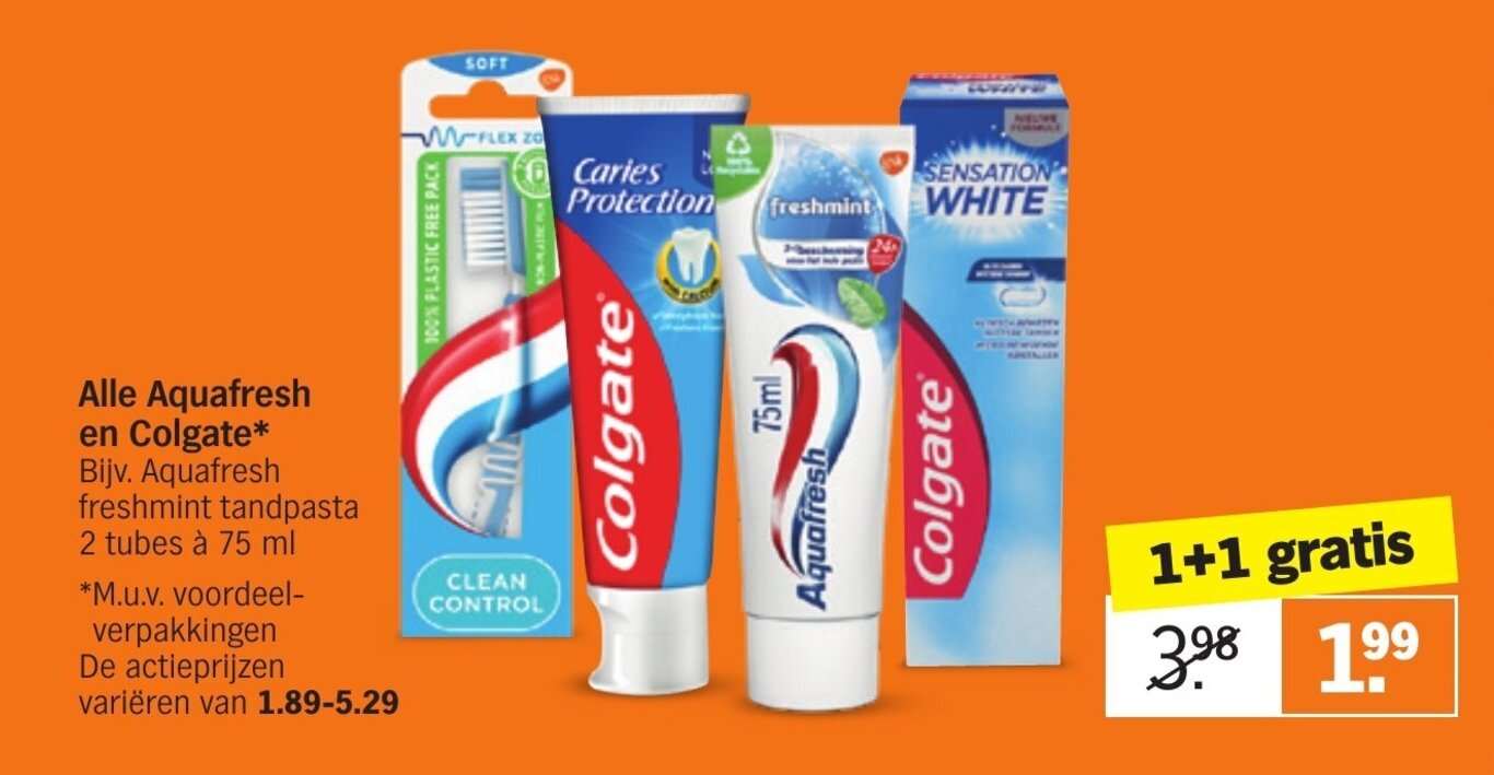 Alle aquafresh en colgate* 75 ml aanbieding bij Albert Heijn