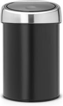 Bol.com Brabantia Touch Bin Prullenbak - 3 l - Matt Black / Matt Steel deksel aanbieding