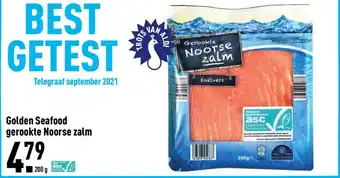 ALDI Golden seafood gerookre noorse zalm 200g aanbieding