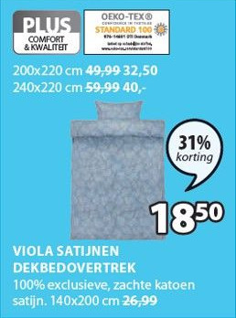Jysk VIOLA SATIJNEN DEKBEDOVERTREK aanbieding