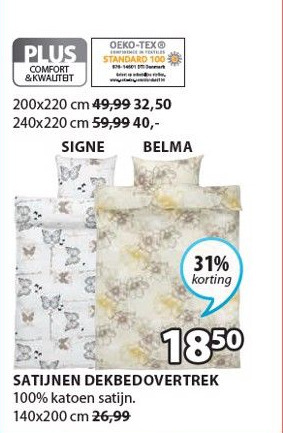 Jysk SATIJNEN DEKBEDOVERTREK aanbieding