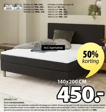 Jysk Plus c60 boxspring 140x200cm aanbieding