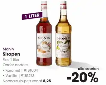 HANOS Monin Siropen 1 liter aanbieding