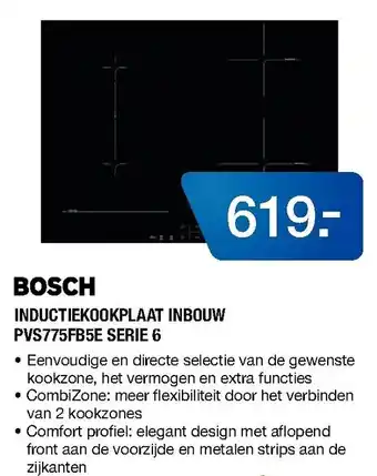 Electroworld Bosch Inbouw inductiekookplaat | PVS775FB5E Serie 6 aanbieding