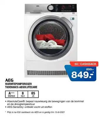 Electroworld AEG Warmtepompdroger | T8DEN86CS AbsoluteCare aanbieding