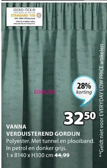 Jysk Vanna verduisterend gordijn 1xB140xH300 cm aanbieding