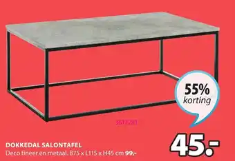 Jysk Dokkedal salontafel B75xL115xH45 cm aanbieding