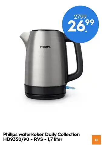 Blokker Philips waterkoker Daily Collection HD9350/90 - RVS - 1,7 liter aanbieding