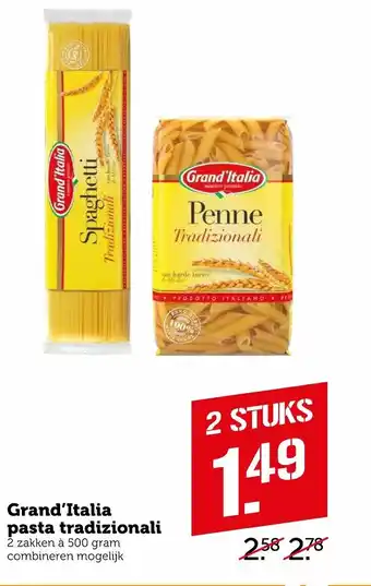 Coop Grand'Italia pasta tradizionali 2*500g aanbieding