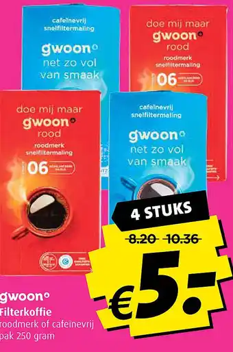 Boni gwoono Filterkoffie roodmerk of cafeïnevrij aanbieding