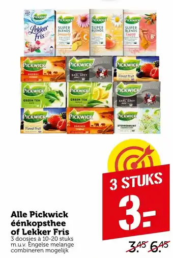 Coop Pickwick 1-Kops thee of lekker fris 3*10-20zak aanbieding