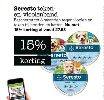 Dierspecialist Seresto Teken- En Vlooienband 15% Korting aanbieding