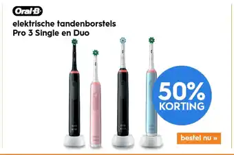 Blokker Oral-B Elektrische tandenborstels Pro 3 Single en Duo aanbieding