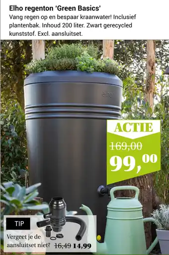 Groencentrum Hoogeveen Elho regenton 'Green Basics' aanbieding