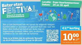 Albert Heijn Beter eten FESTIVAL aanbieding