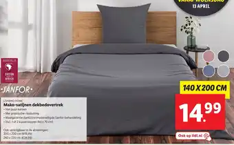 Lidl Mako-satijnen dekbedovertrek 140 x 200cm aanbieding