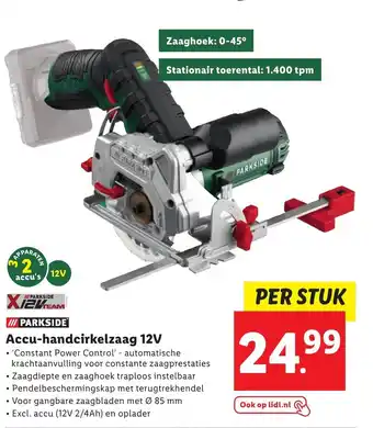 Lidl Accu-handcirkelzaag 12V aanbieding