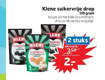 Trekpleister Klene suikervrije drop 110 gram 2 stuks aanbieding