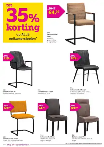 Leen Bakker Op alle eetkamerstoelen aanbieding