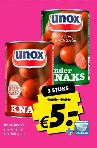 Boni Unox knaks 3*400 gr aanbieding