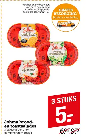 Coop Johma brood- en toastsalades aanbieding