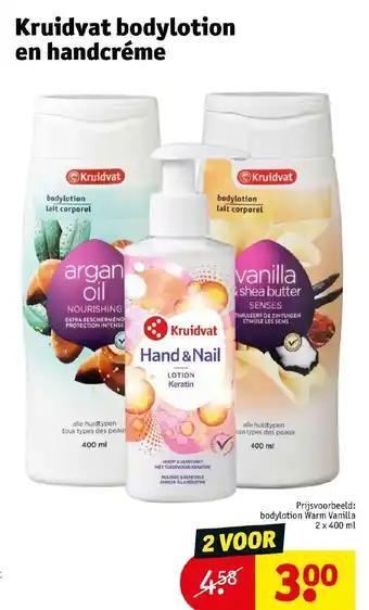 Kruidvat Bodylotion en handcreme 2 x 400 ml aanbieding