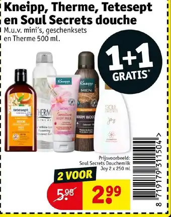 Kruidvat Kneipp, therme, tetesept en soul secrets douche 500 ml aanbieding