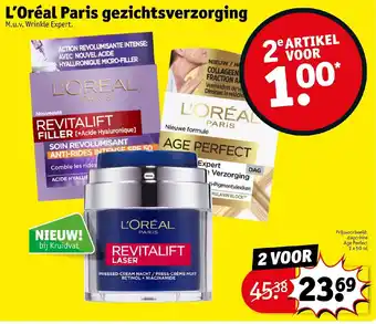 Kruidvat Loreal paris gezichtsverzorging 2 x 50 ml aanbieding