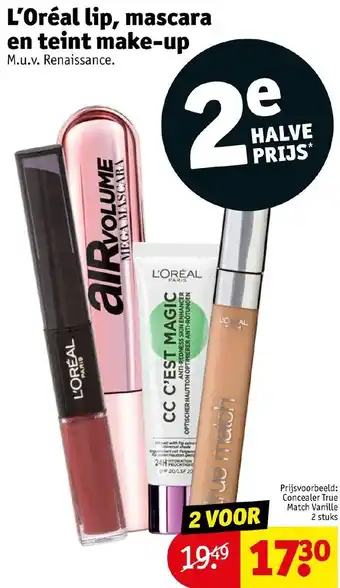 Kruidvat Loreal lip, mascara en teint make-up aanbieding