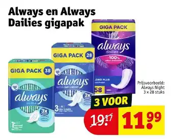 Kruidvat Always en always dailies gigapak 3 x 28 stuks aanbieding