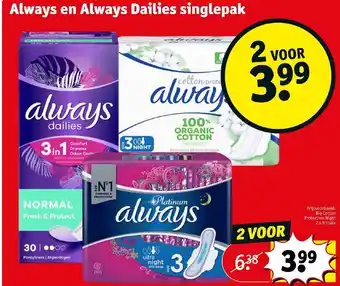 Kruidvat Always en always dailies singlepak 2 x 9 stuks aanbieding