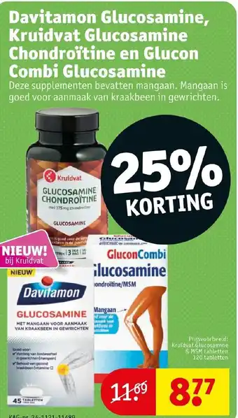 Kruidvat Davitamon glucosamine, glucosamine chondroitine en glucon combi glucosamine aanbieding