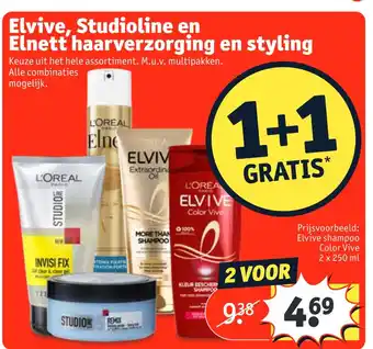 Kruidvat Elvive, Studioline en Elnett haarverzorging en styling aanbieding