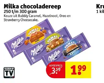 Kruidvat Milka chocoladereep 300 gram aanbieding