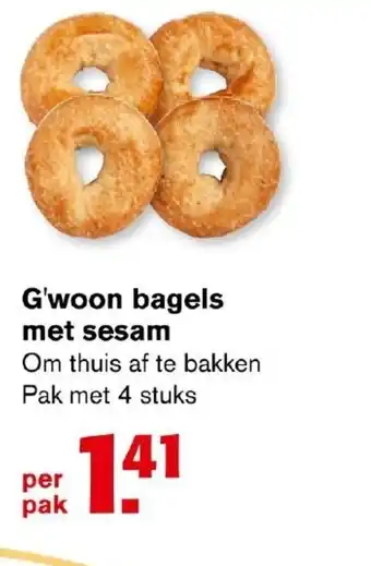 Hoogvliet G'woon bagels met sesam 4 stuks aanbieding