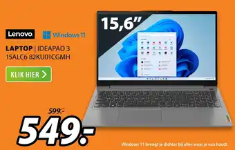 Expert Lenovo Laptop Ideapad 3 15ALC6 82KU01CGMH aanbieding