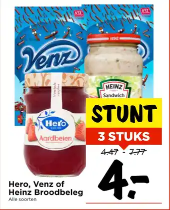 Vomar Voordeelmarkt Hero, Venz of Heinz Broodbeleg aanbieding