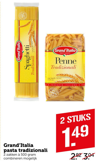 Coop Grand'Italia pasta tradizionali aanbieding