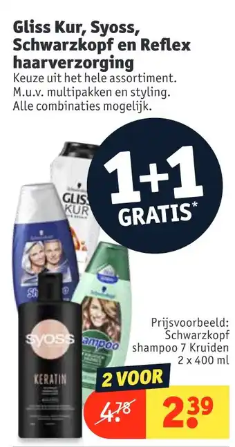 Kruidvat Gliss Kur, Syoss, Schwarzkopf en Reflex haarverzorging aanbieding