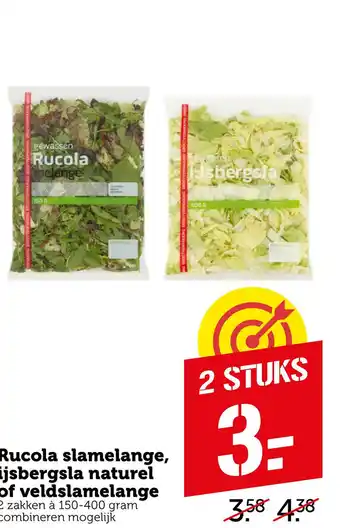 Coop Rucola slamelange, ijsbergsla naturel of veldslamelange aanbieding