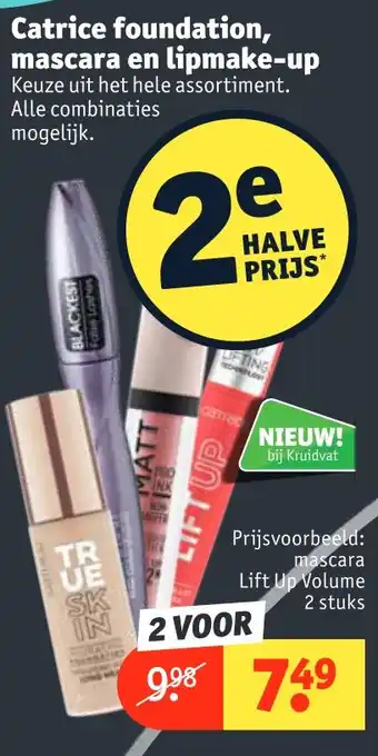 Kruidvat Catrice foundation, mascara en lipmake-up aanbieding