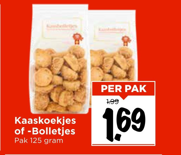 Kaaskoekjes of Bolletjes aanbieding bij Vomar
